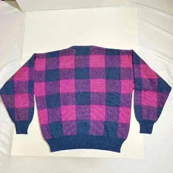 Vintage Brian MacNeil Sportswear Mens Checker Knit Crew Neck Sweater Size 2XL - Picture 2 of 9